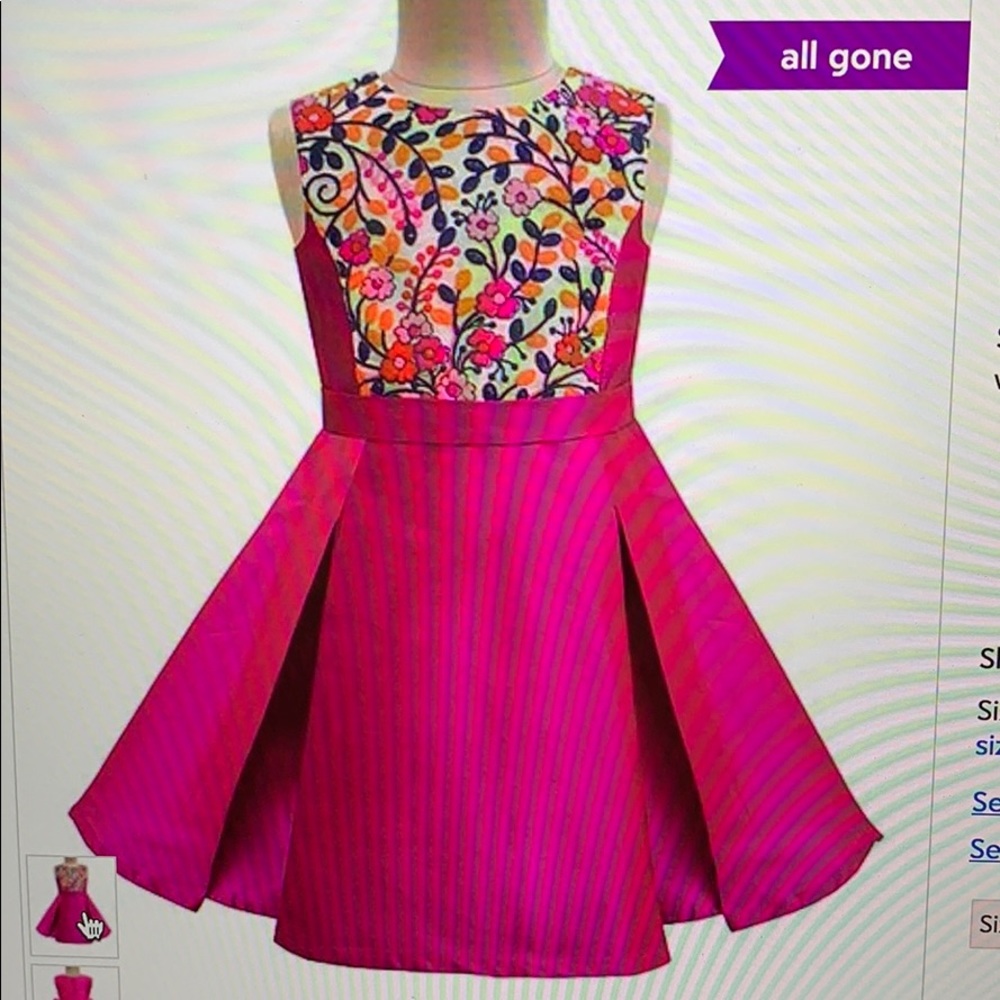 A.T.U.N. EUC fushia/Kashmir pleated fit & flare - Picture 1 of 6